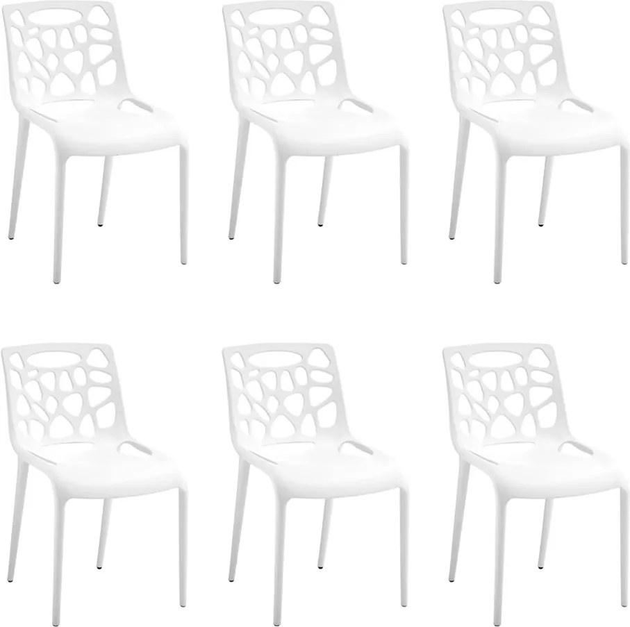 Kit 6 Cadeiras Decorativas Sala e Cozinha Lalunna (PP) Branco - Gran Belo