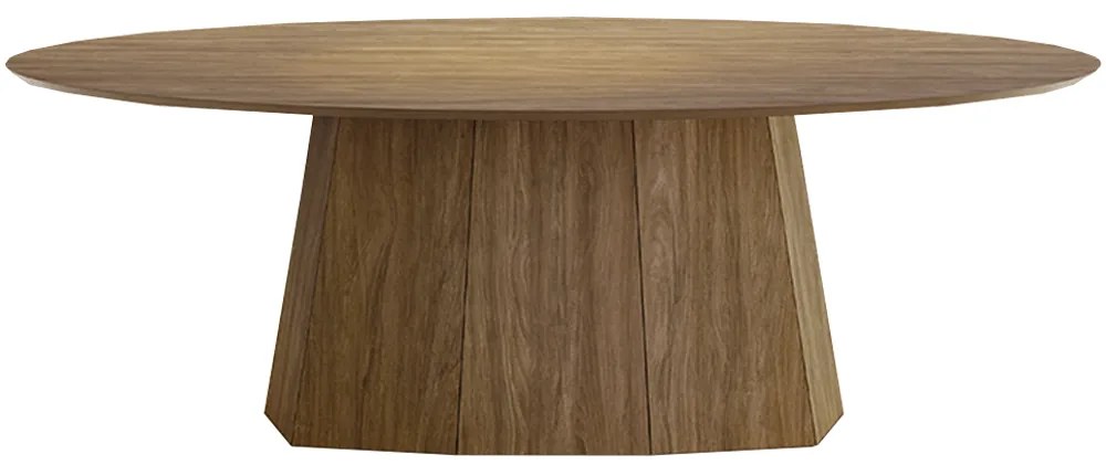 Mesa Sala de Jantar 8 Lugares 250cm Tampo Oval Talocan Nogueira G13 - Gran Belo