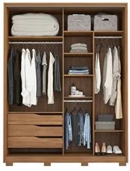 Guarda Roupa Casal 180cm Com Pés 2 Portas de Correr 1 Espelho Épico D0