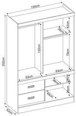 Guarda Roupa Flex 2 Portas 2 Gavetas Estilo II D02 Branco/Rosa/Branco