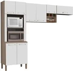Cozinha Compacta Ametista 8 Portas Composição 3 Nogal/Branco - Kit's P