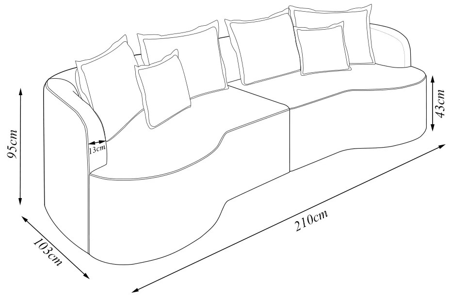 Sofá Living Decorativo Salinas 2 Lugares com Almofadas 210cm Modulado Bouclê Bege G33 - Gran Belo