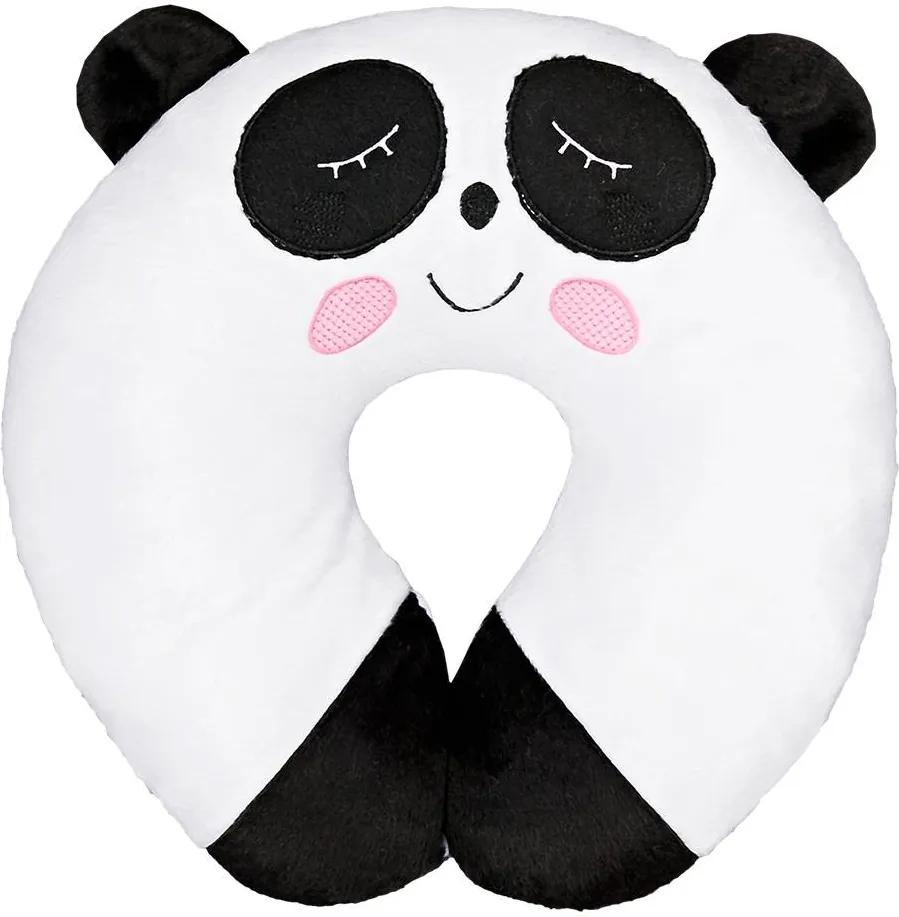 Almofada Apoio para Pescoço Bebê Pelúcia Importada Branco Panda