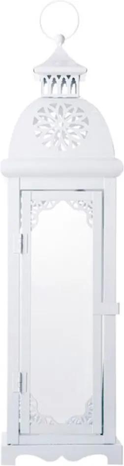 Lanterna Alta Marroquina Casablanca Branca em Metal - 55x16 cm