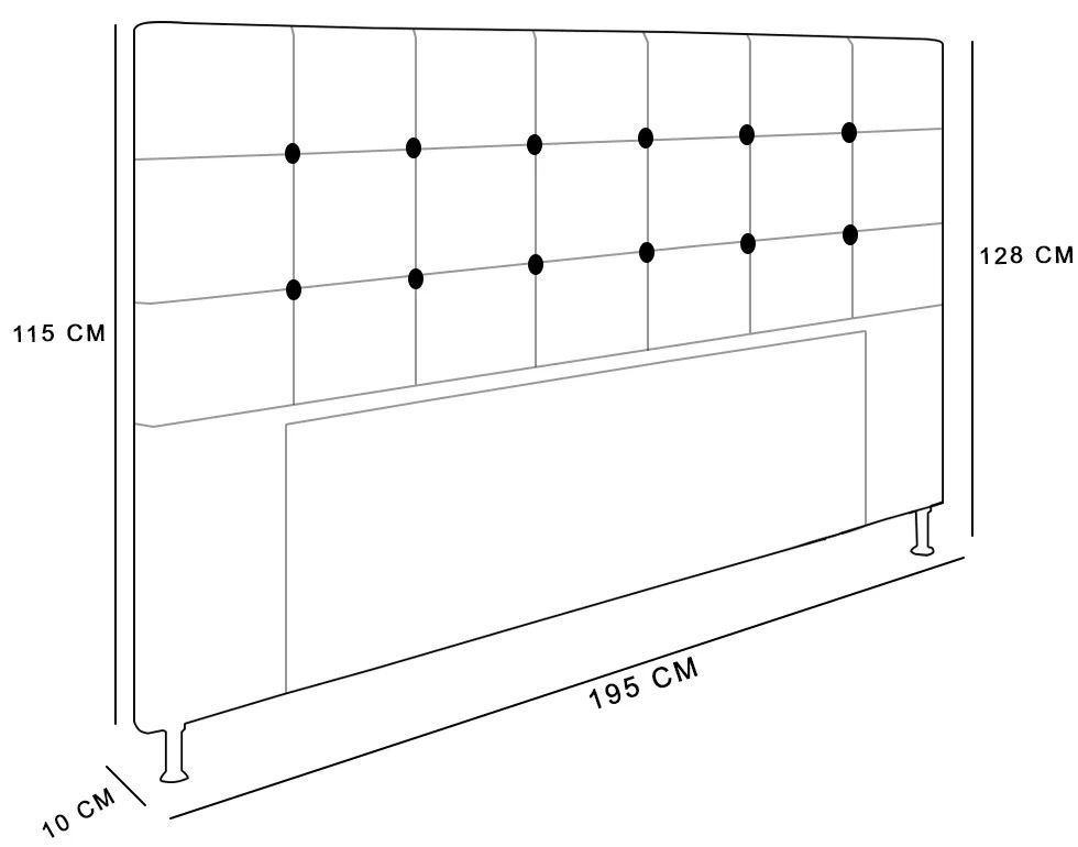 Cabeceira Stambul Para Cama Box King 195 cm Corino Preto - D'Rossi