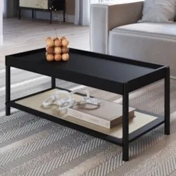 Mesa de Centro Para Sala Pés Madeira Arlo A10 Nero/Preto - Mpozenato