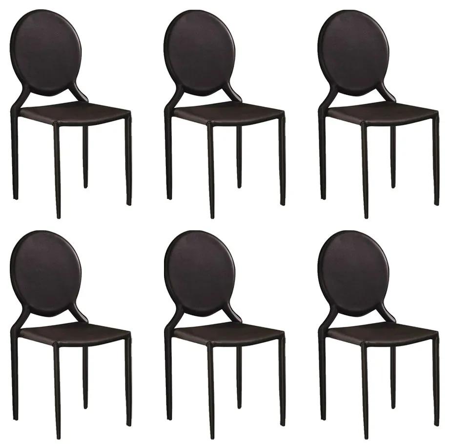 Kit 6 Cadeiras Decorativas Sala e Cozinha Karma Medalhão PVC Marrom G56 - Gran Belo