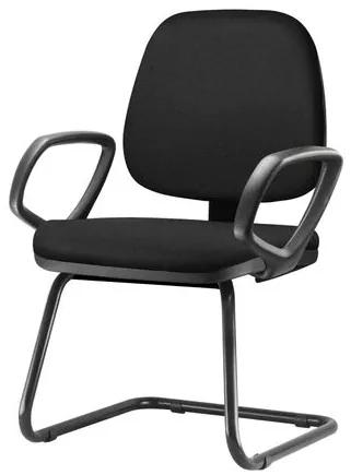 Cadeira Job Com Bracos Fixos Assento Crepe Base Fixa Preta - 54545 Sun House