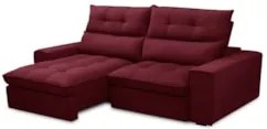 Sofá Retrátil Reclinável 3 Lugares 210cm Damy F05 Veludo Bordô - Mpoze