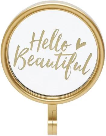 Espelho de Parede Dourado 12,5cm com Gancho Beautiful