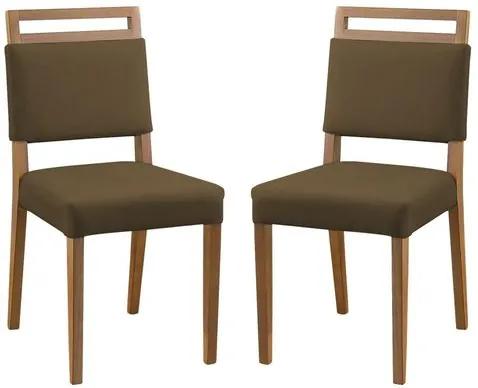 Kit 2 Cadeiras de Jantar Estofada Marrom em Veludo Marken