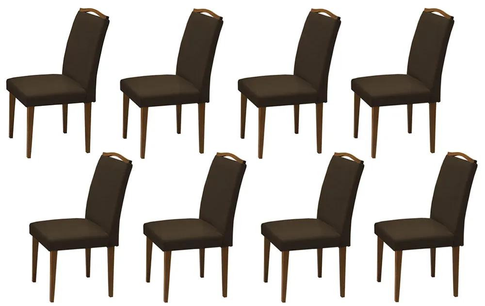 Conjunto 8 Cadeiras Decorativa Lorena Veludo Marrom