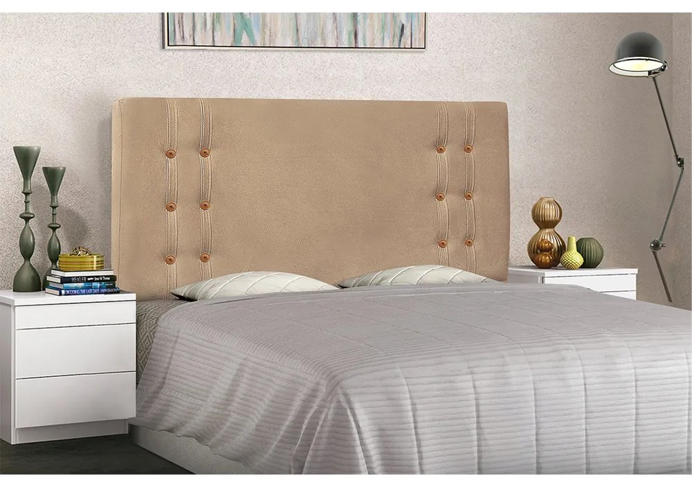 Cabeceira Gênova Para Cama Box Solteiro 90 cm Suede Bege - D'Rossi