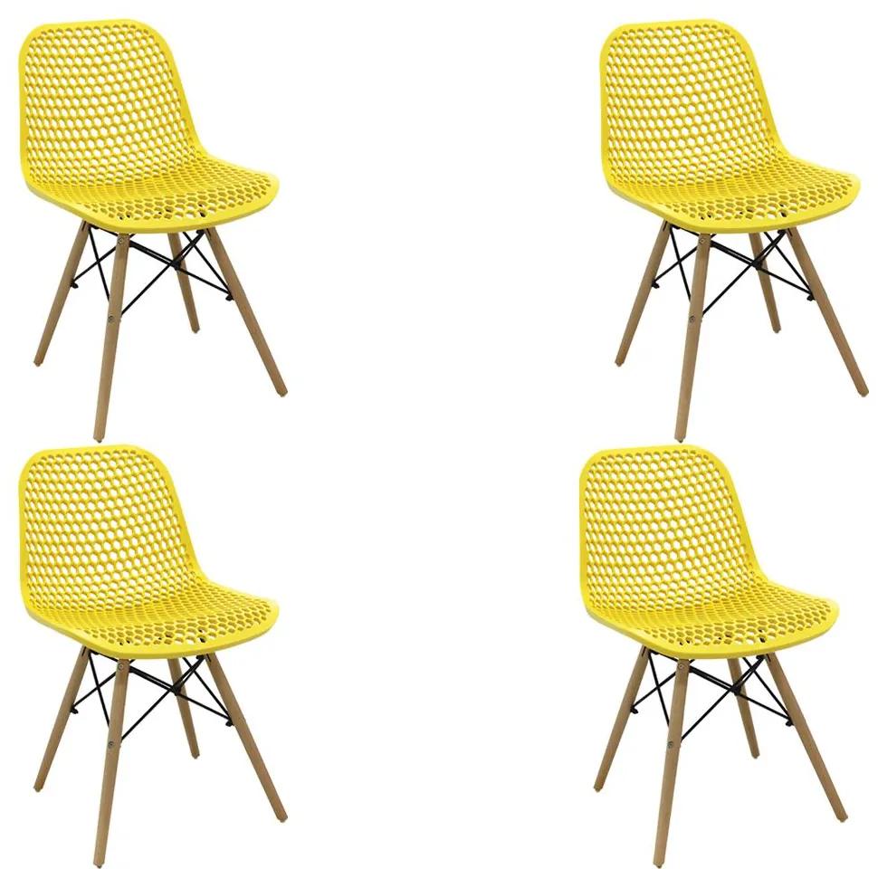 Kit 4 Cadeiras Decorativas Sala e Cozinha Haney (PP) Amarela G56 - Gran Belo