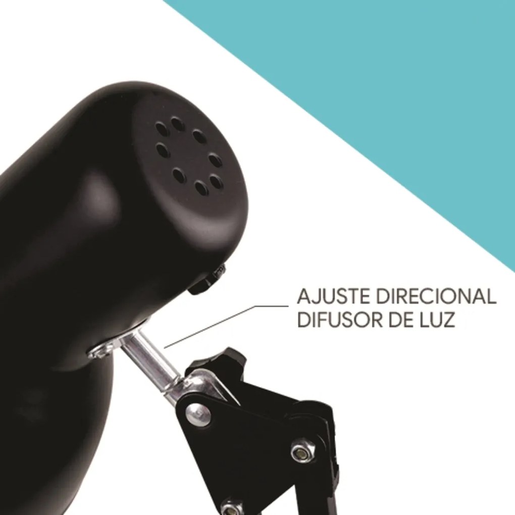 Luminaria Classic Ø15X50X13Cm 1 X E27 Aluminio Preto | Opus Hm 37042 (Preto)