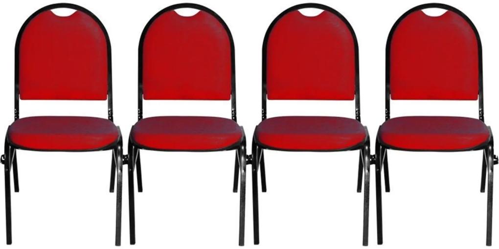 Kit 04 Cadeiras Pethiflex Essencial Hot Fixável Couro Vermelho