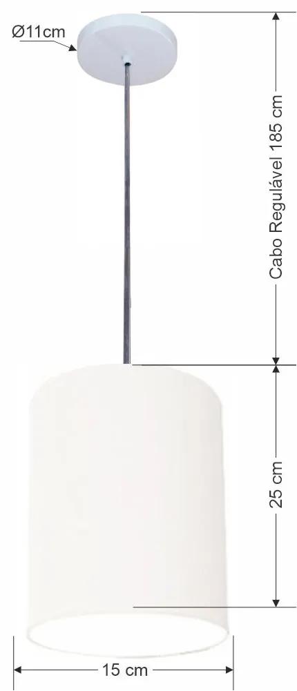 Luminária Pendente Vivare Free Lux Md-4104 Cúpula em Tecido - Branca - Canopla branca e fio transparente