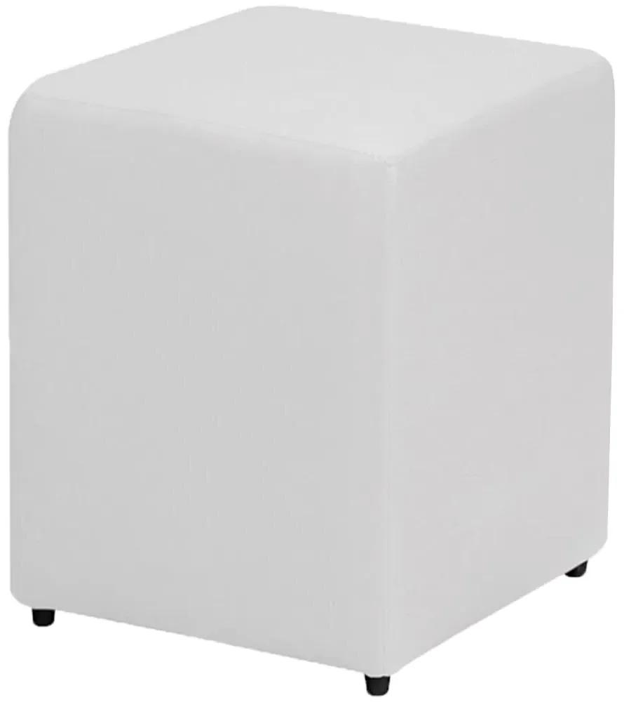 Puff Quadrado Box Couro 45X35Cm Ecológico Orthovida (Branco)