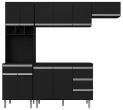 Cozinha Modulada 5 Peças com Tampo 241cm 10 Portas 4 Gavetas Andréia P