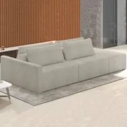 Sofá Ilha Modular com Puff para Sala Living 232cm Georgia Z08 Boucle B