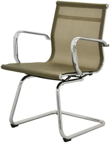 Cadeira Sevilha Eames Fixa Cromada Tela Dourada - 38072 - Sun House