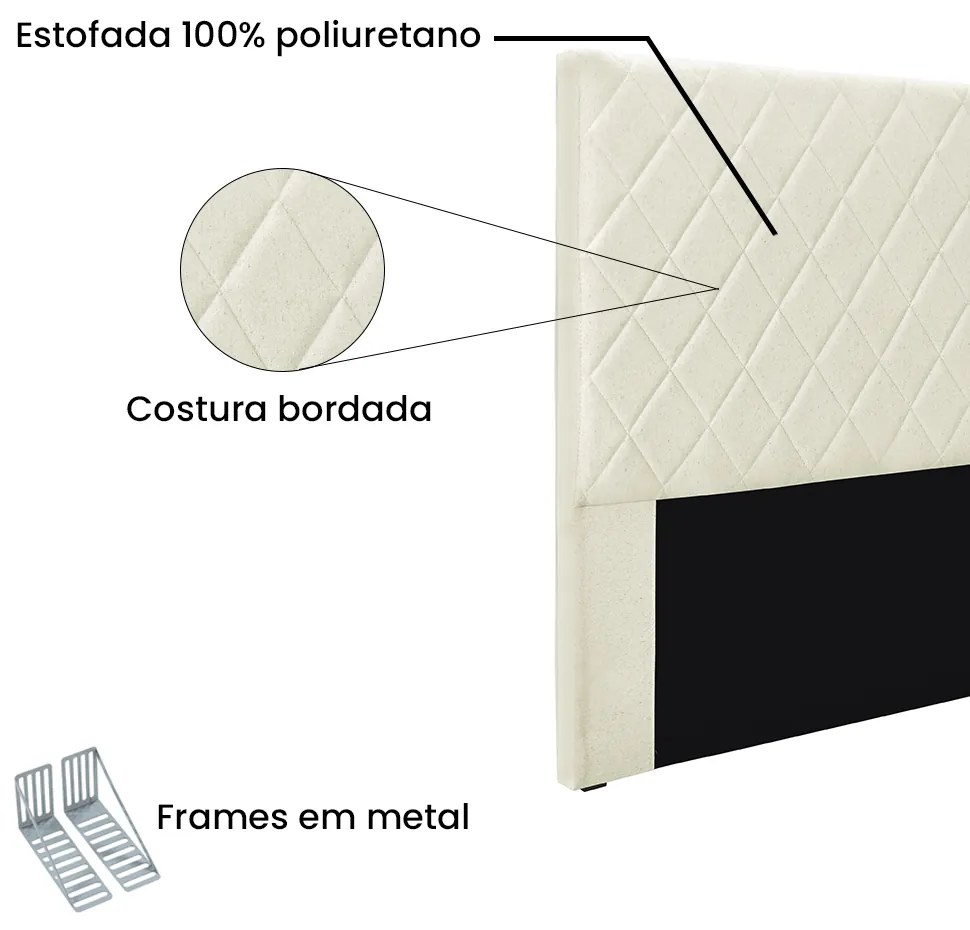 Cabeceira Cama Box Casal 140 cm Dubai Linho Natural S04 - D'Rossi