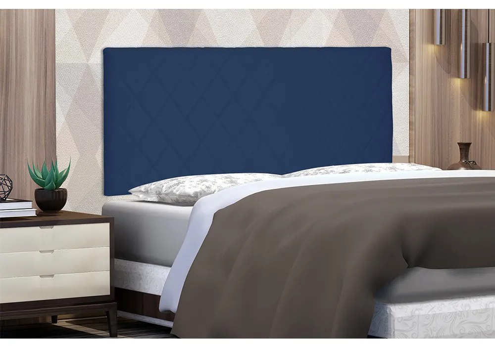 Cabeceira Painel Dubai Para Cama Box Solteiro 90 cm Suede - D'Rossi - Azul Marinho