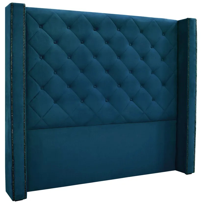 Cabeceira Cama Box Casal 140 cm Vicenza Veludo Azul Marinho S04 - D'Rossi