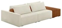 Sofá Ilha Modular Living com Puff 232cm Georgia K04 Bouclê Bege/Carame