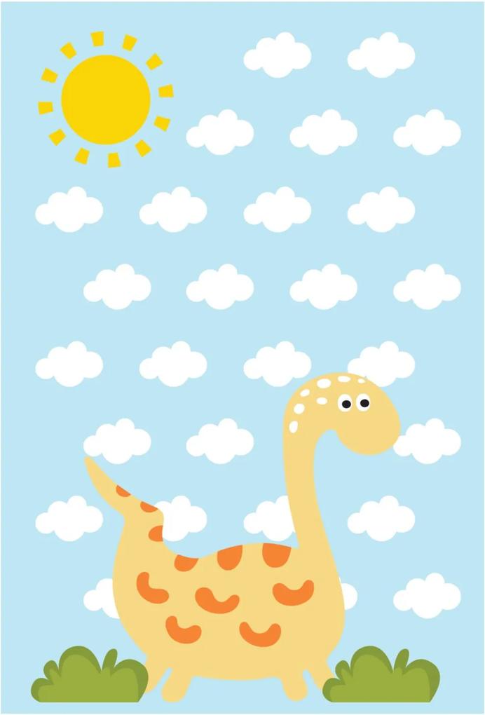 Placa Decorativa Quartinhos MDF Infantil Dinossauro Baby 2 Amarelo