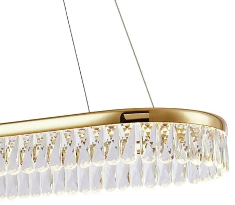 Pendente Drop Oval 80X34X10Cm Led 27W 3000K Bivolt Dourado Polido - Us...