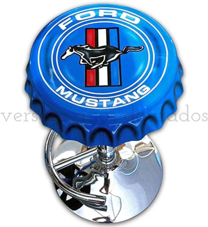 Banqueta Giratória Tampa De Garrafa Ford Mustang Azul