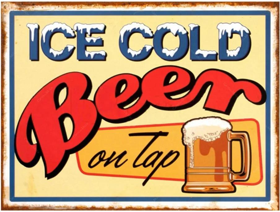 Placa Decorativa Ice Cold Beer Média em Metal - 30x20cm