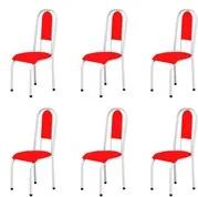 Kit 6 Cadeiras Anatômicas 0.122 Estofada Branco/Vermelho - Marcheli