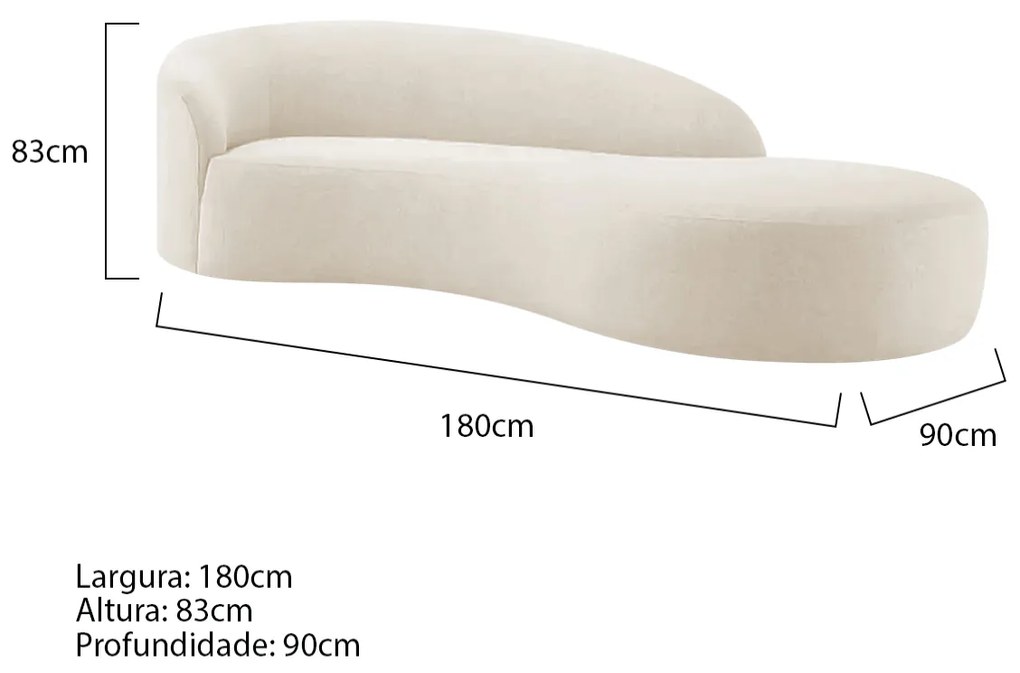 Divã Recamier Orgânico França 180cm Lado Direito Bouclé - ADJ Decor