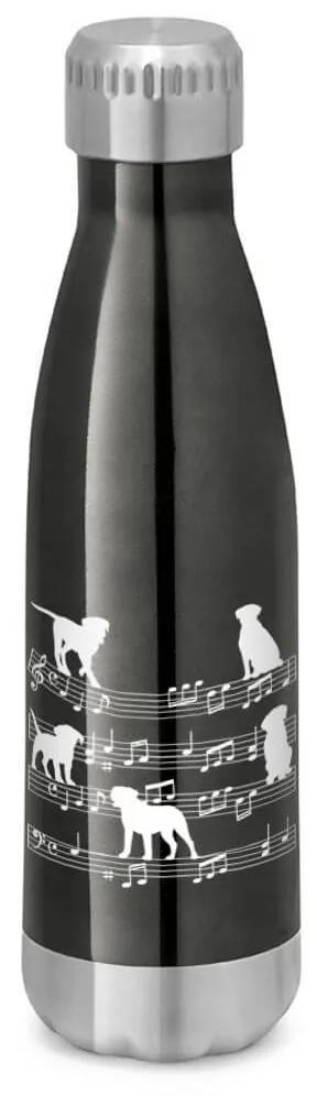Garrafa Térmica Inox Brilhante 510 ml Cachorro Musical Branco - Chumbo