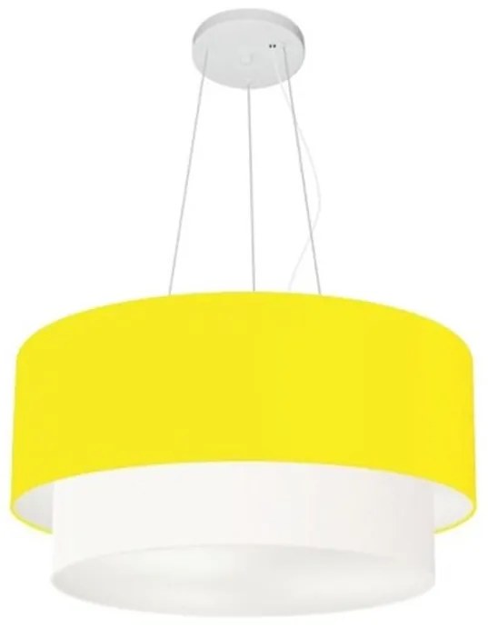 Lustre Pendente Duplo Cilíndrico Vivare Md-4369 Cúpula Tecido 45x40cm - Bivolt