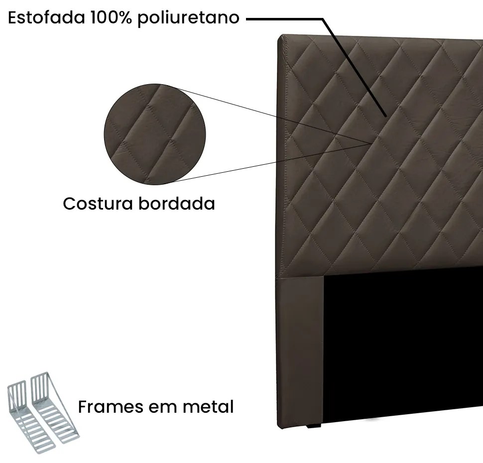 Cabeceira Cama Box Solteiro 90 cm Dubai Veludo S04 - D'Rossi - Marrom