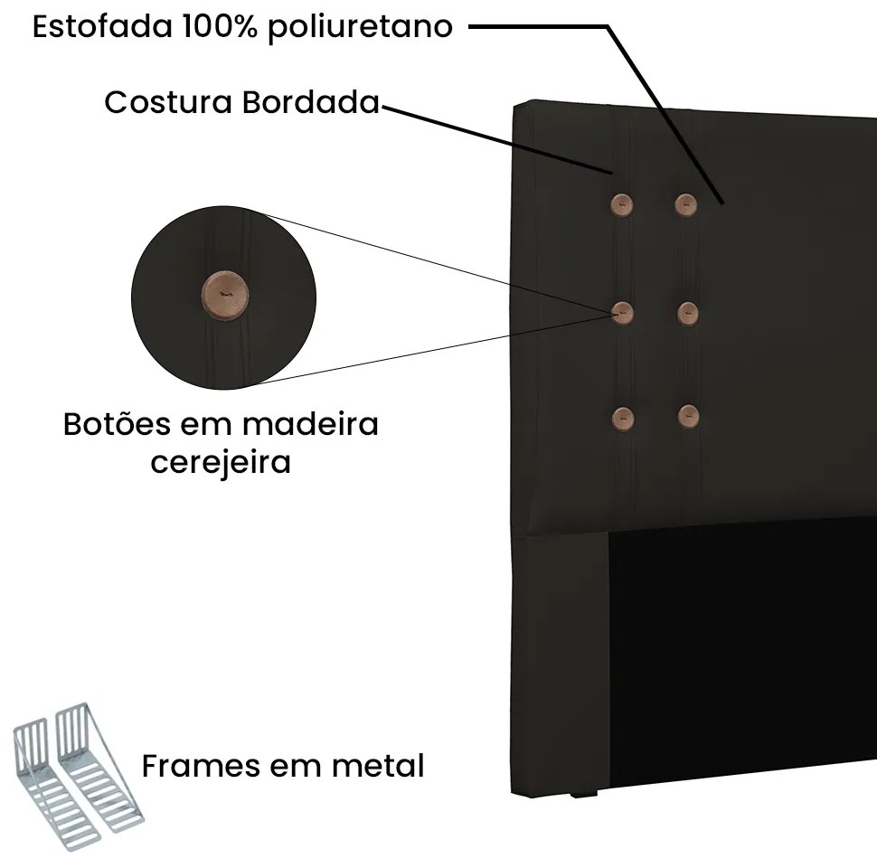 Cabeceira Gênova Para Cama Box Casal 140 cm Corino Marrom - D'Rossi