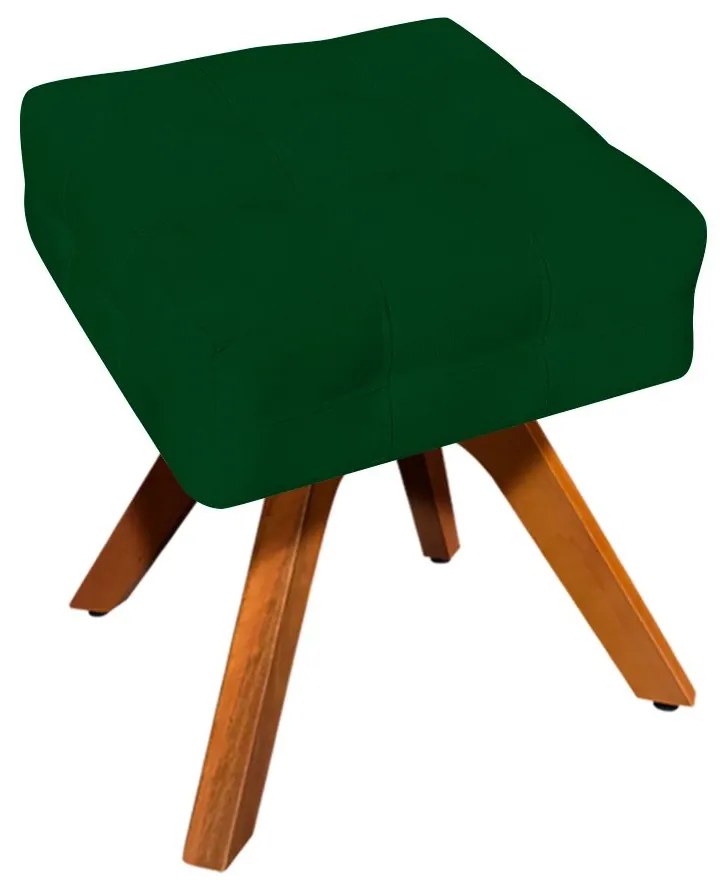 Kit 02 Poltronas Giratória Elisa e 01 Puff Suede Base Madeira MM30 D'Rossi - Verde