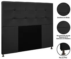 Cabeceira Cama Box Casal King 193cm Safira Suede I02 Preto - Mpozenato