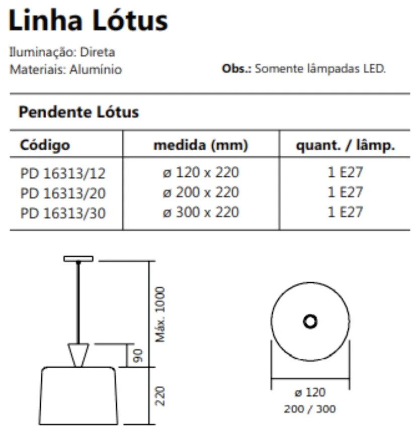 Pendente Lótus Ø30X22Cm 1Xe27 S/ Difusor C/ Cone De 09Cm | Usina 16313... (CB-V - Cobre Escovado Verniz / BR-F - Branco Fosco)