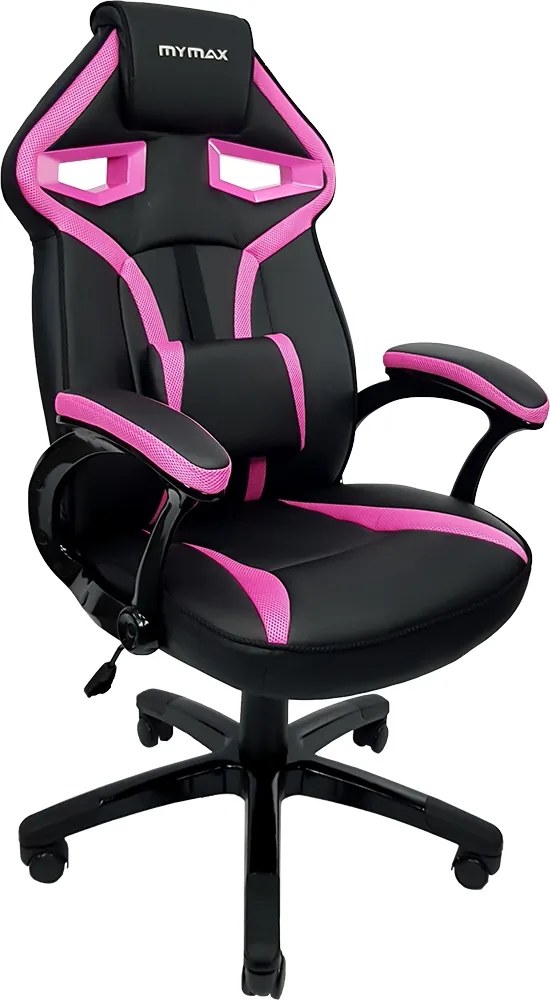 Cadeira Gamer MX1 Giratoria 9043 Preto e Rosa - Mymax