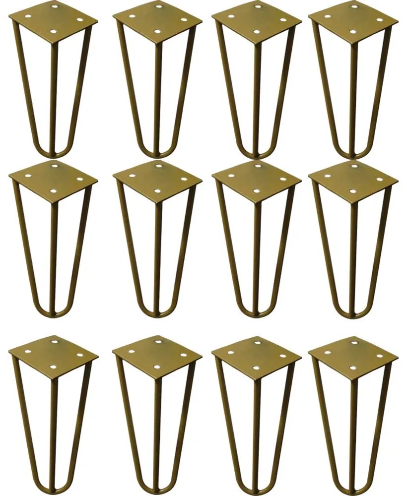 Kit 12 Pés de Metal 15 CM Hairpin Legs Mesas de Centro Puffs Dourado G41