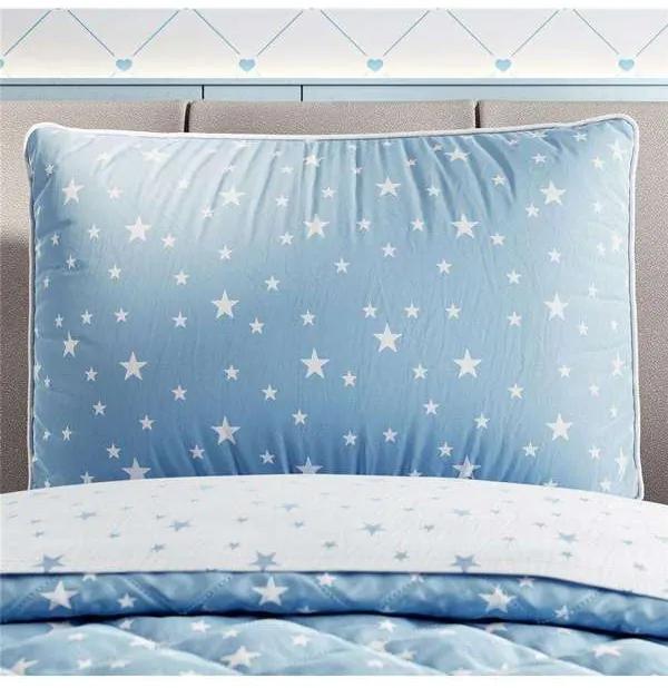 Capa Travesseiro Infantil Menino Azul Estrelas Grã