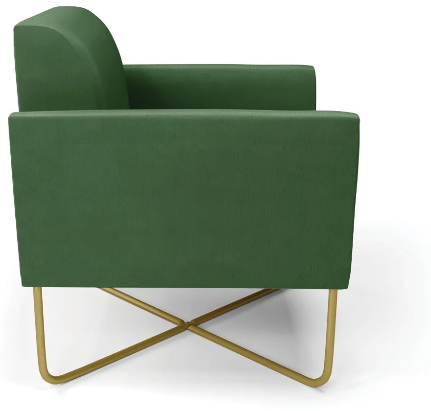 Poltrona Marisa Suede Base X Industrial Dourado D03 - D'Rossi - Verde