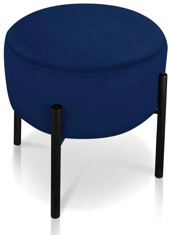 Puff Banqueta Decorativo Industrial Preto Iron Suede Azul Marinho D03 - D'Rossi