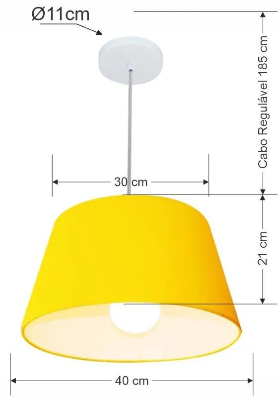 Lustre Pendente Cone Md-4039 Cúpula em Tecido 21/40x30cm Amarelo - Bivolt