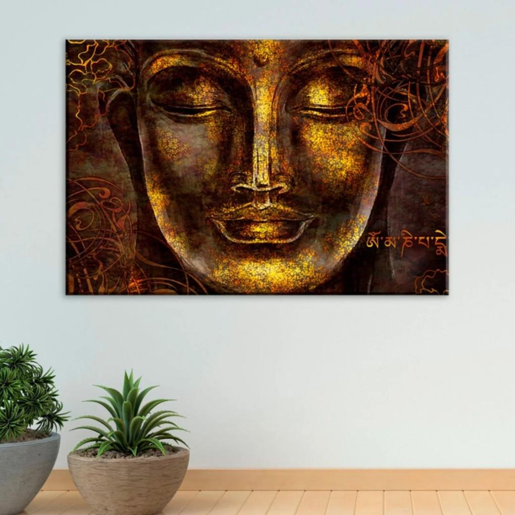 Tela Decorativa Buda Dourado com Abstrato Médio Love Decor