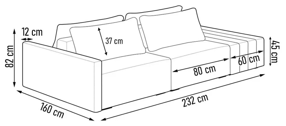 Sofá Ilha 2 Lugares Living 232cm Modulado para Sala Lary Veludo K01 - D'Rossi - Preto